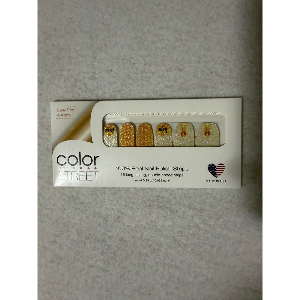 Color Street Hope Love Cure Nail Polish Strips Orange White Glitter FDG225 NEW
